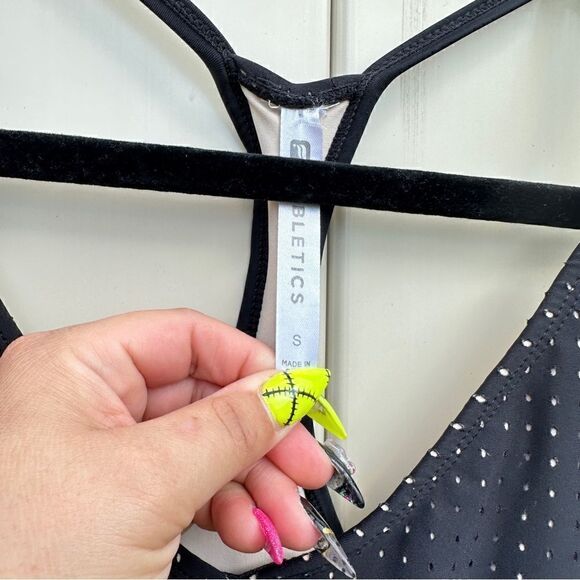 Fabletics Valentina black mesh one piece swimsuit Sz S - Picture 6 of 7